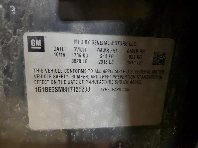 2017 CHEVROLET CRUZE LT  