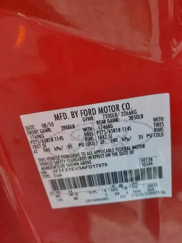 2010 FORD F150 SUPER CAB  