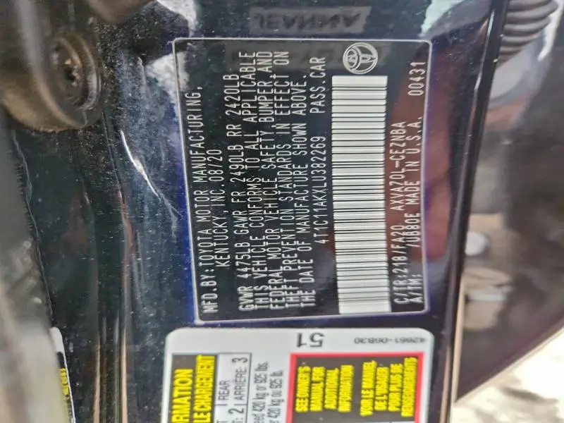 2020 TOYOTA CAMRY LE  