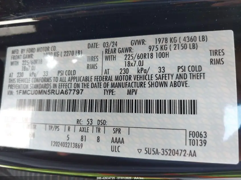 2024 FORD ESCAPE ST-LINE