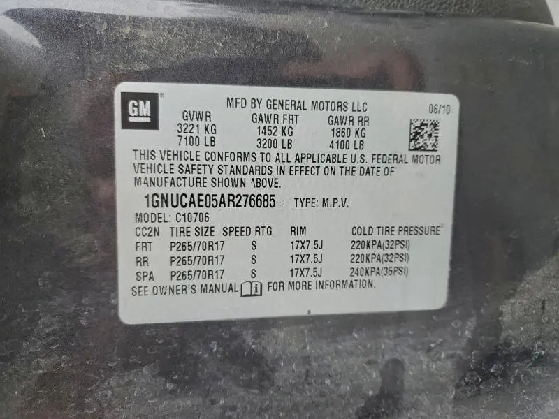 2010 CHEVROLET TAHOE C1500 LS  