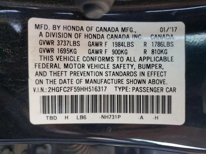 2017 HONDA CIVIC LX  