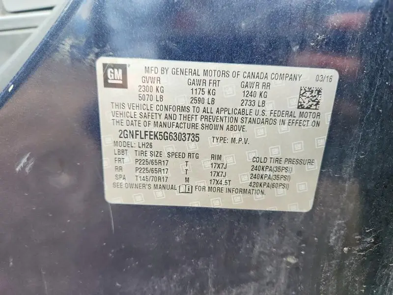 2016 CHEVROLET EQUINOX LT  