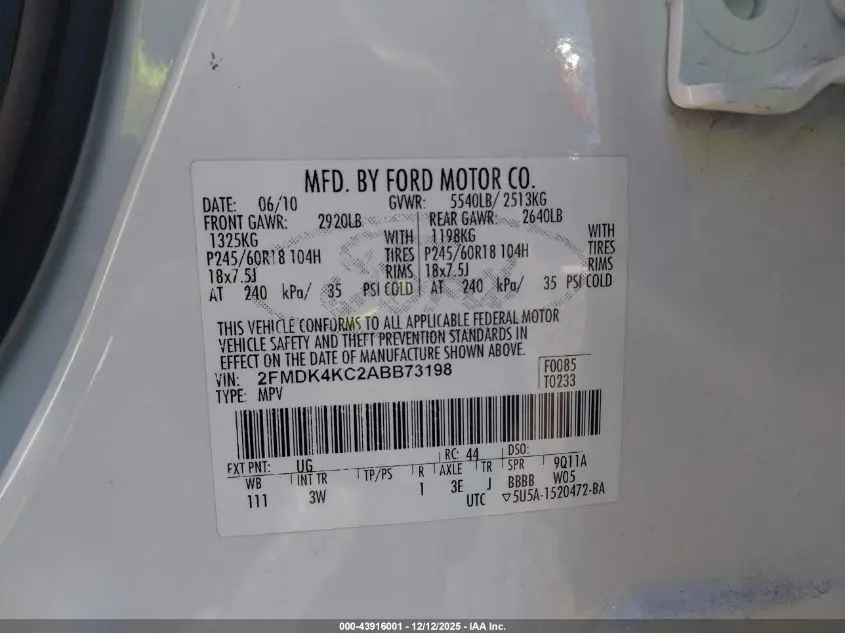 2010 FORD EDGE LIMITED