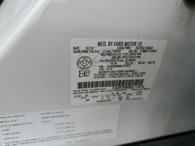 2011 FORD TAURUS SEL  