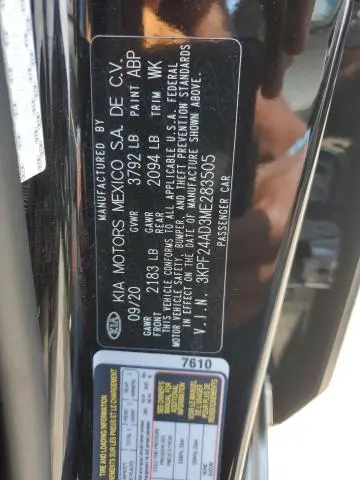 2021 KIA FORTE FE  