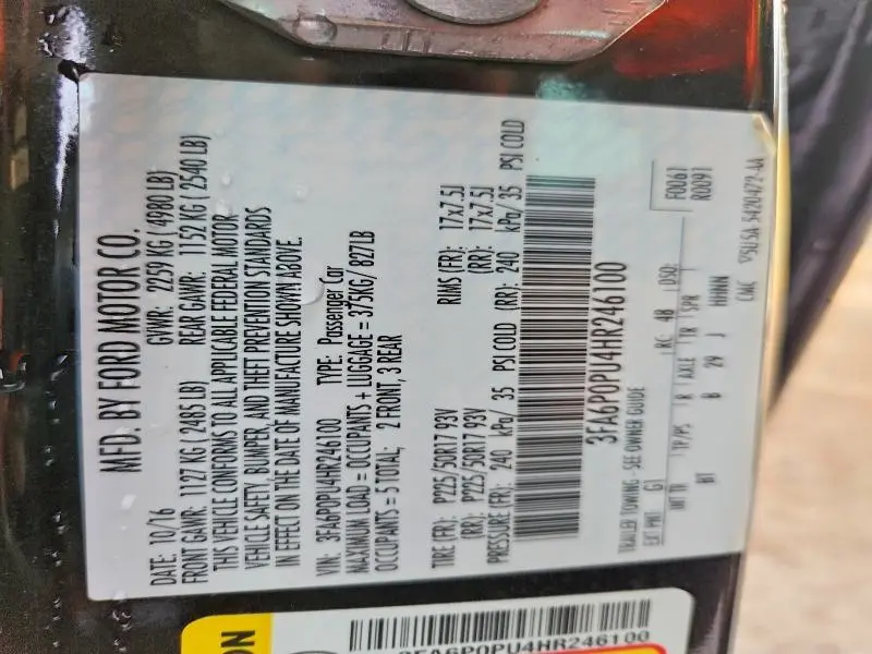 2017 FORD FUSION SE PHEV  