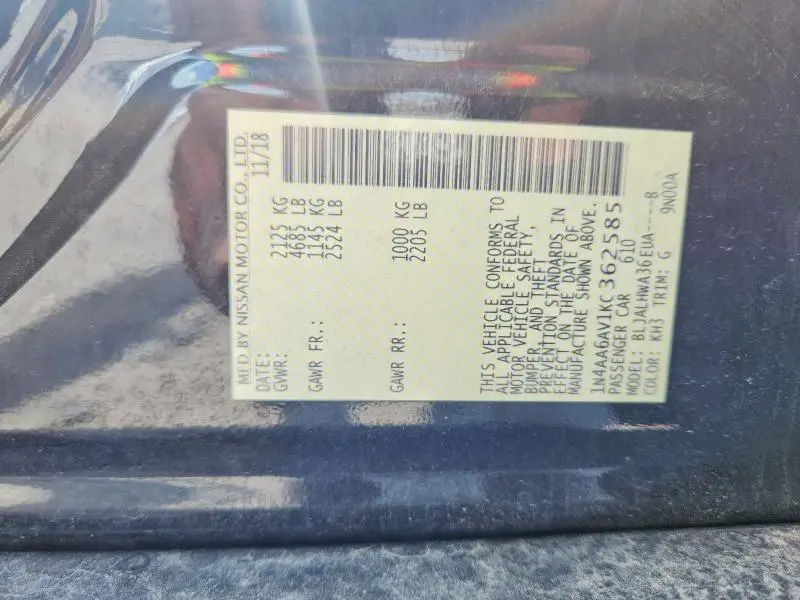 2019 NISSAN MAXIMA PLATINUM  