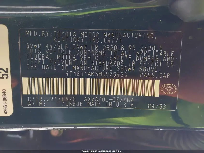 2021 TOYOTA CAMRY SE