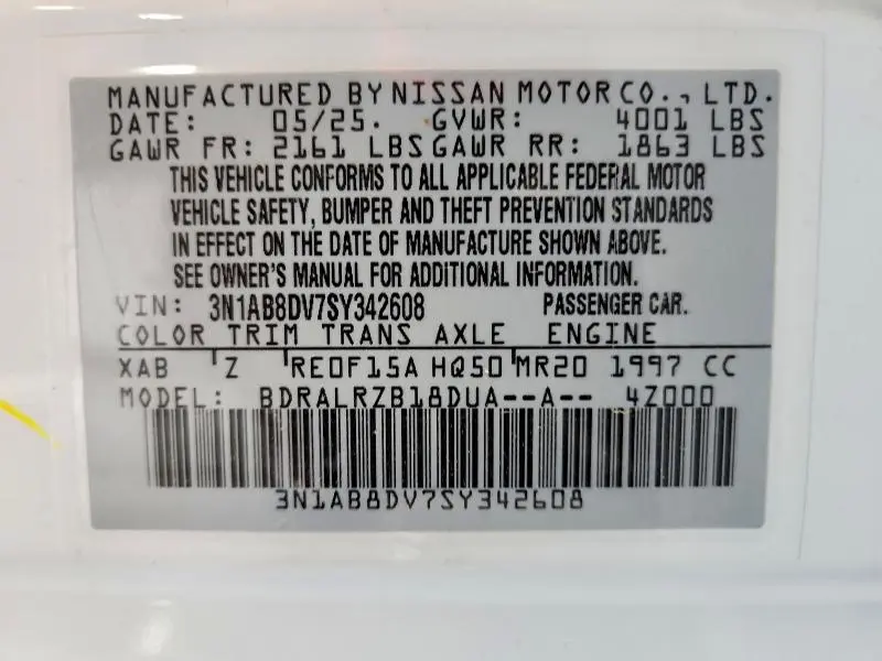 2025 NISSAN SENTRA SR  