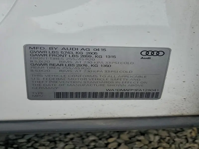 2015 AUDI Q5 TDI PREMIUM PLUS  