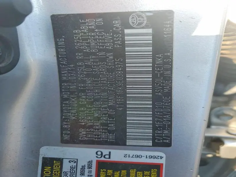 2014 TOYOTA CAMRY LE  