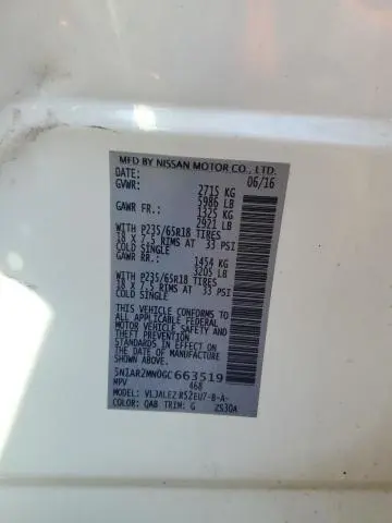 2016 NISSAN PATHFINDER S  