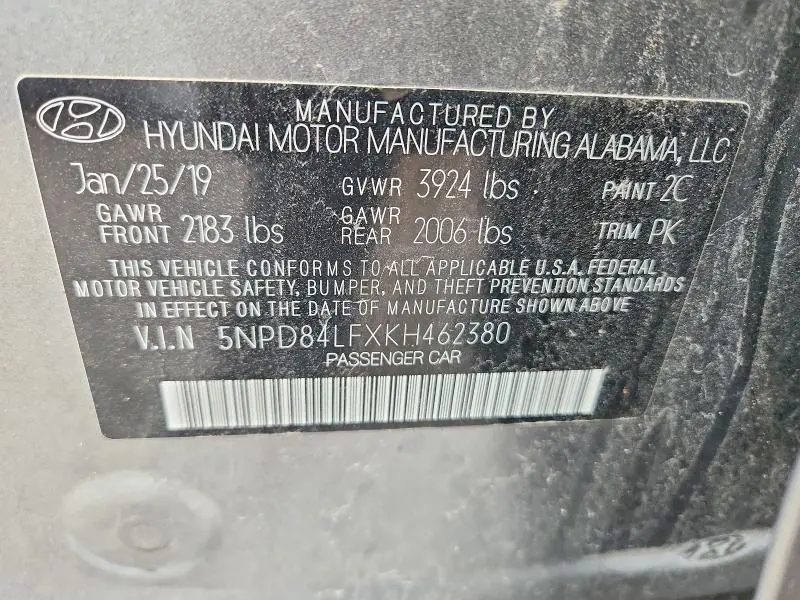 2019 HYUNDAI ELANTRA SEL  