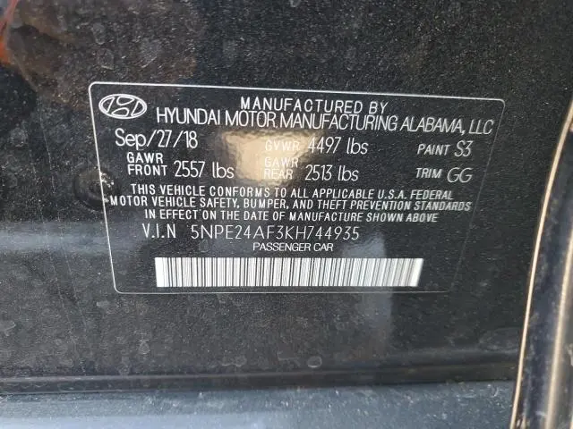 2019 HYUNDAI SONATA SE  