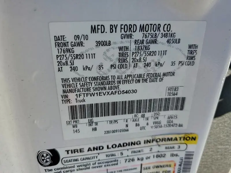 2010 FORD F150 SUPERCREW  