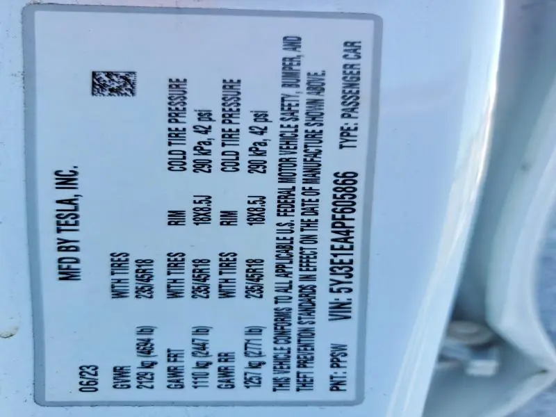 2023 TESLA MODEL 3   