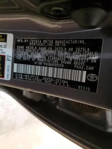 2016 TOYOTA CAMRY LE  