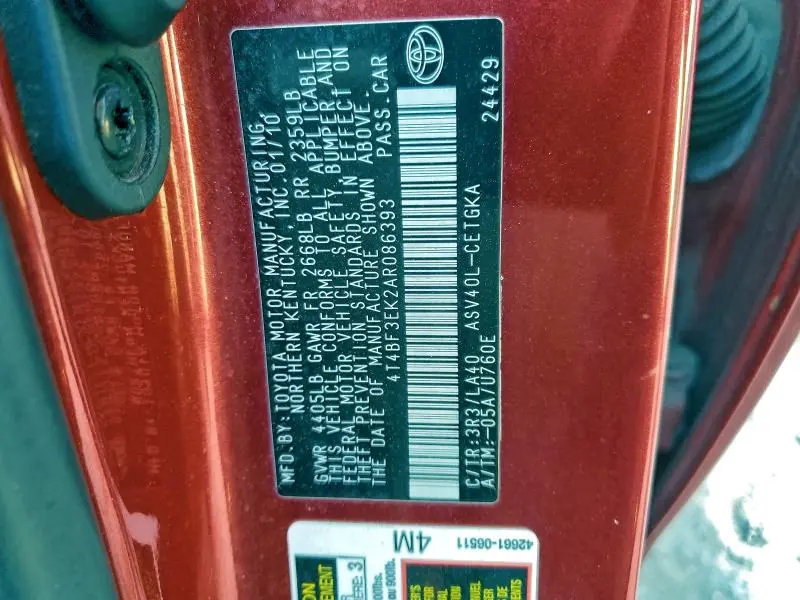 2010 TOYOTA CAMRY BASE  