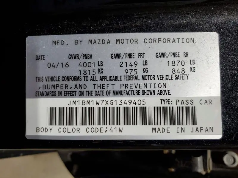 2016 MAZDA 3 TOURING  