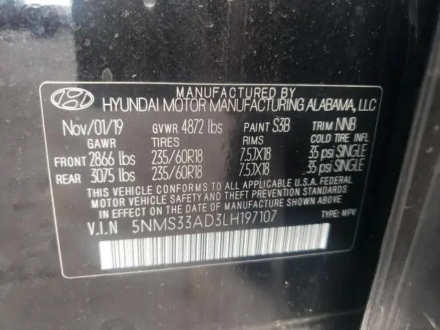 2020 HYUNDAI SANTA FE SEL  