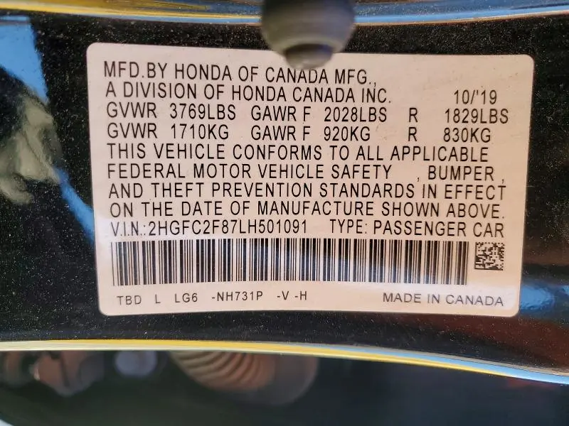 2020 HONDA CIVIC SPORT  