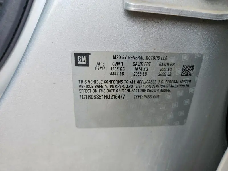 2017 CHEVROLET VOLT LT  