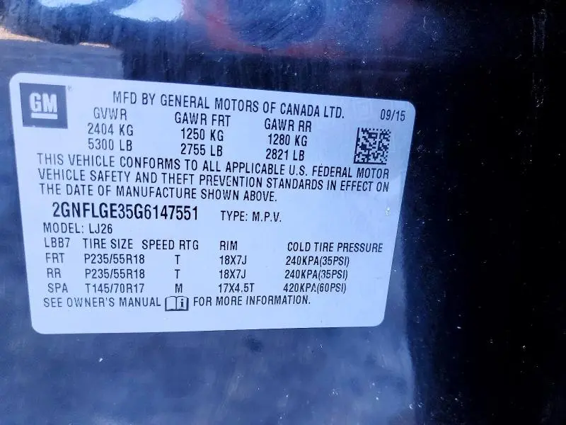 2016 CHEVROLET EQUINOX LTZ  