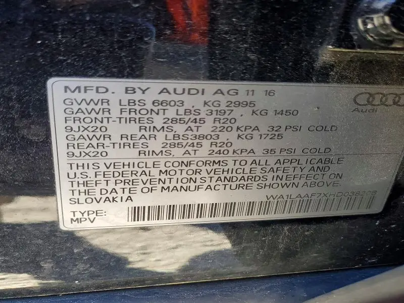 2017 AUDI Q7 PREMIUM PLUS  