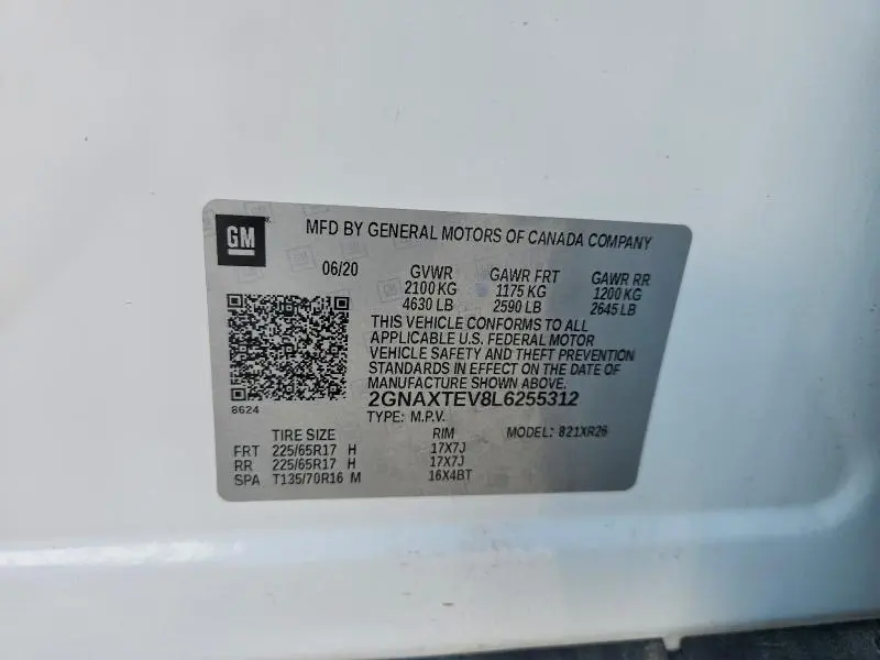2020 CHEVROLET EQUINOX LT  