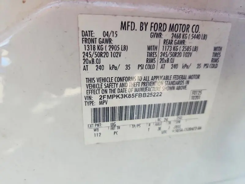 2015 FORD EDGE TITANIUM  