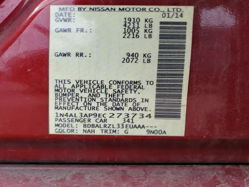 2014 NISSAN ALTIMA 2.5 S  