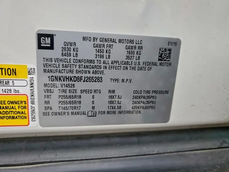 2015 CHEVROLET TRAVERSE LT  