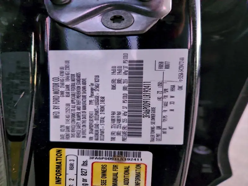 2020 FORD FUSION TITANIUM  