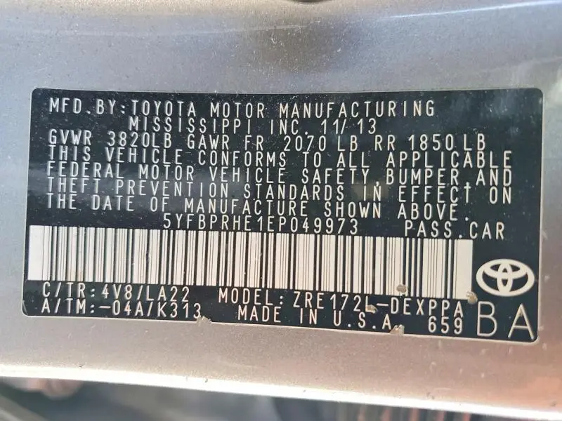 2014 TOYOTA COROLLA ECO  