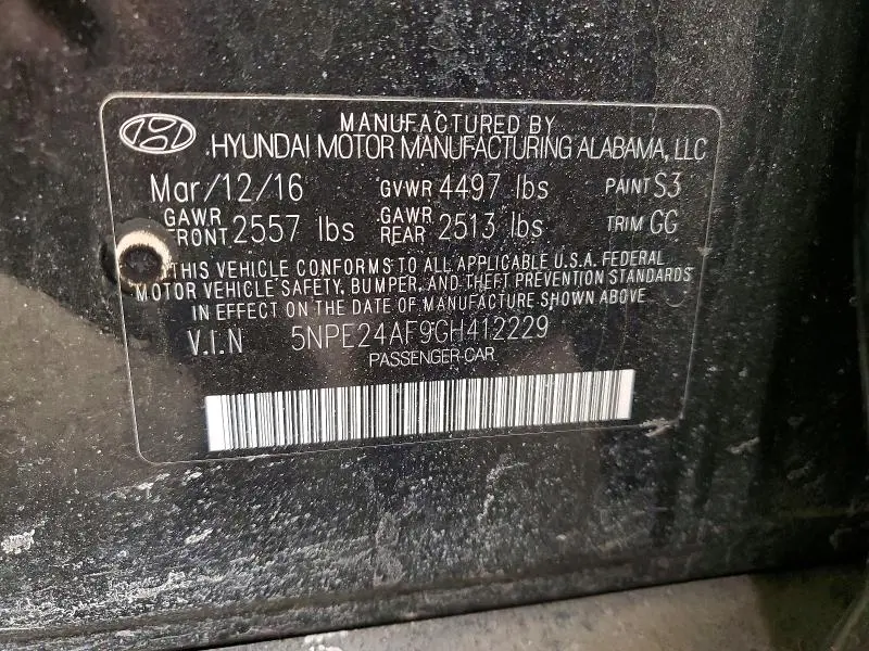 2016 HYUNDAI SONATA SE  