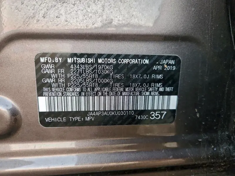 2019 MITSUBISHI OUTLANDER SPORT ES  