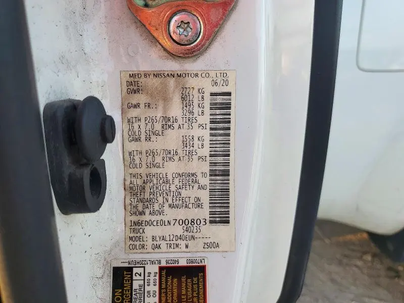 2020 NISSAN FRONTIER S  