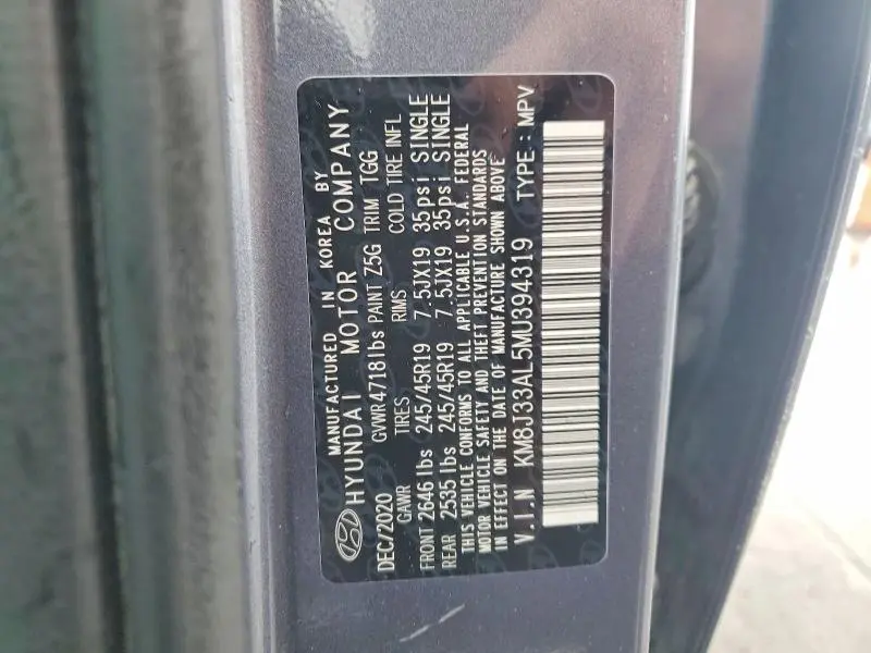 2021 HYUNDAI TUCSON SPORT  