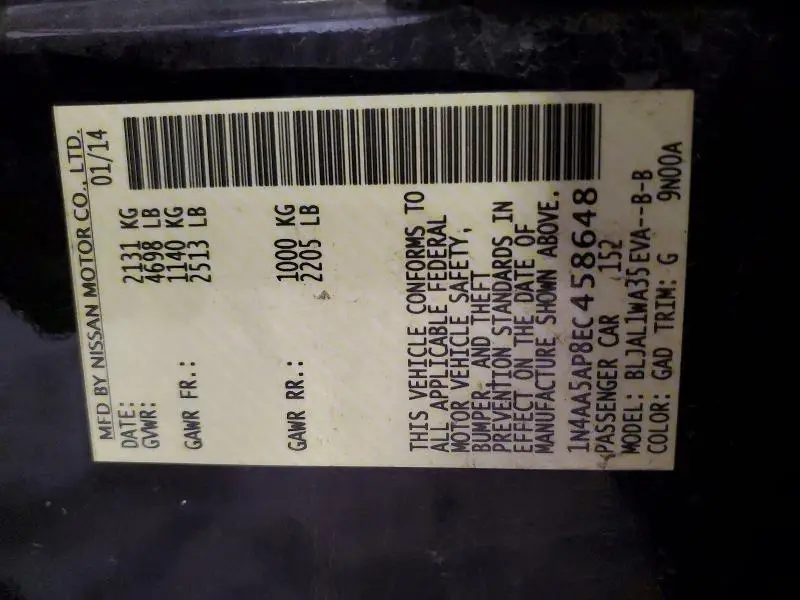 2014 NISSAN MAXIMA 3.5 SV  