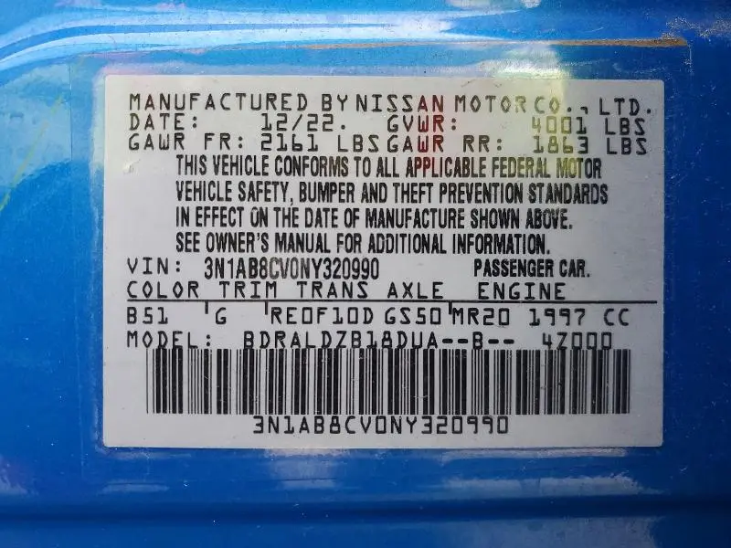 2022 NISSAN SENTRA SV  