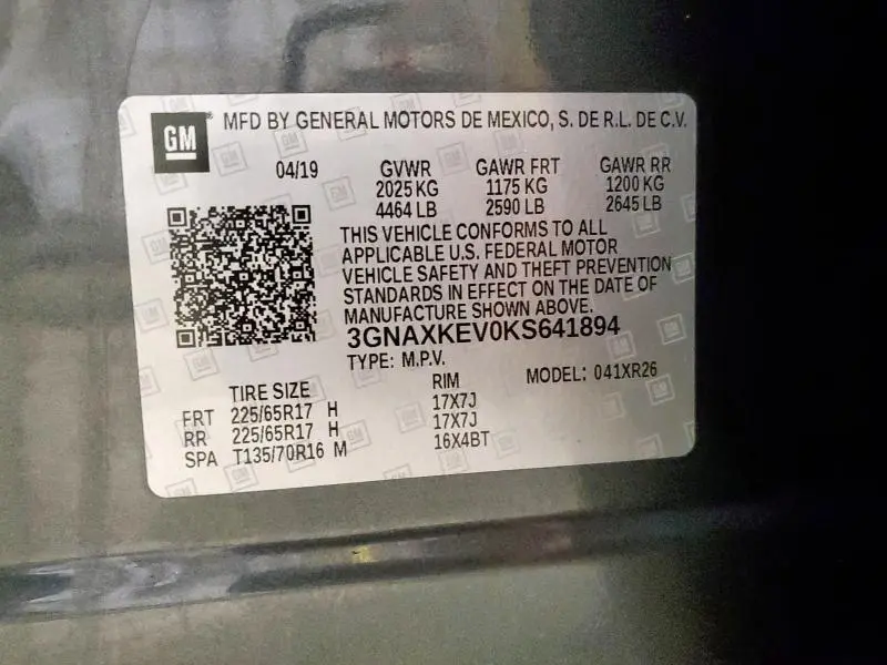 2019 CHEVROLET EQUINOX LT  