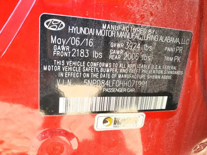 2017 HYUNDAI ELANTRA SE  