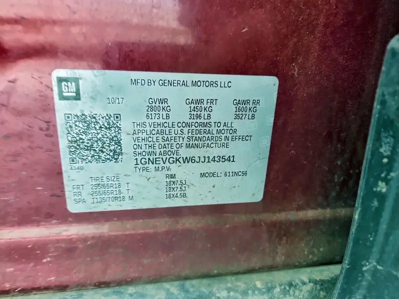 2018 CHEVROLET TRAVERSE LT  