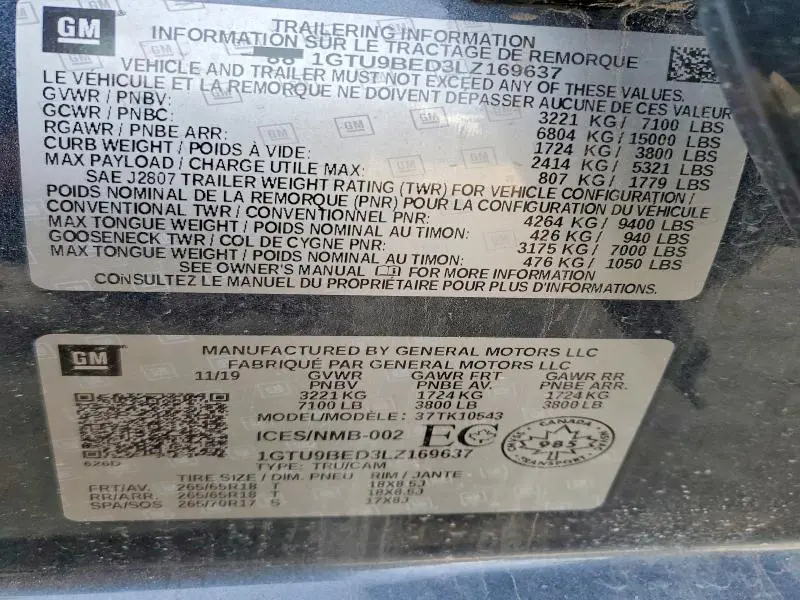 2020 GMC SIERRA K1500 SLE  