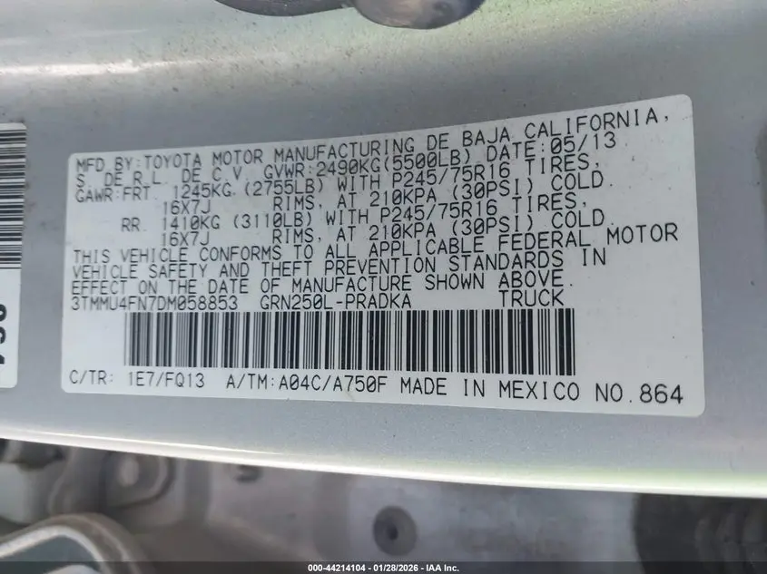 2013 TOYOTA TACOMA BASE V6