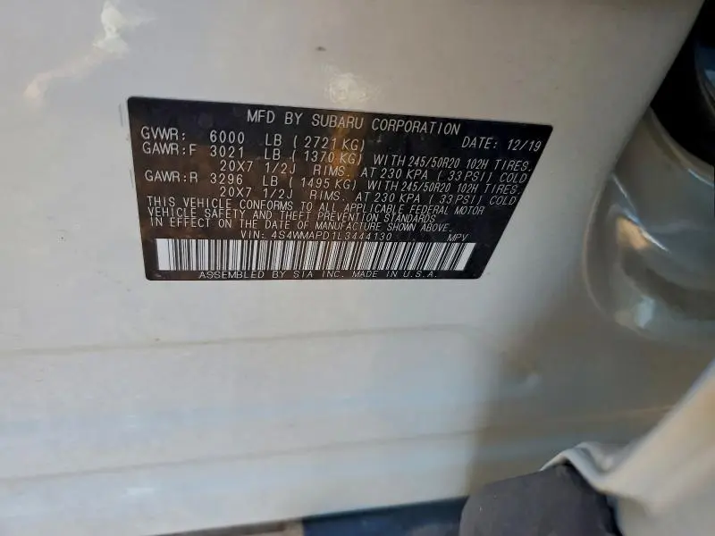 2020 SUBARU ASCENT LIMITED  