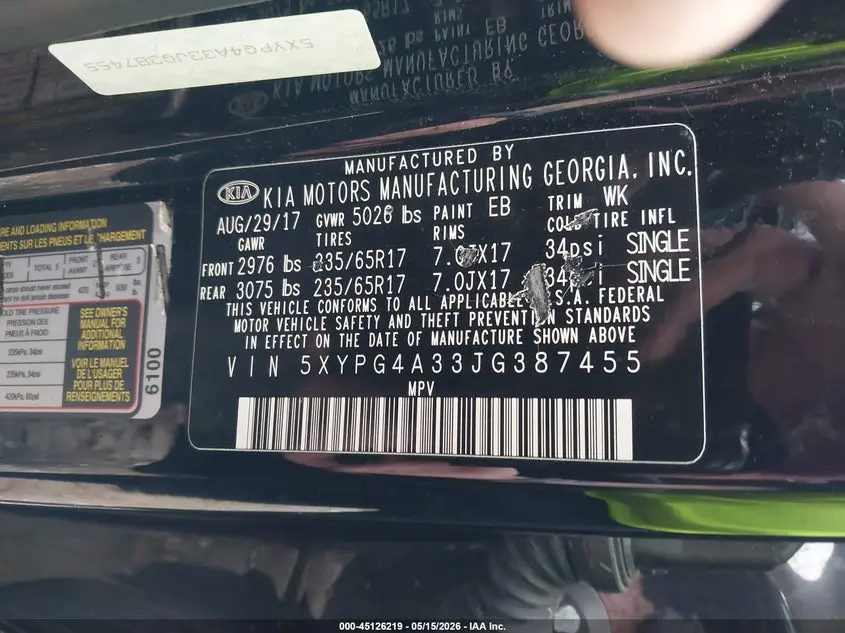 2018 KIA SORENTO 2.4L L