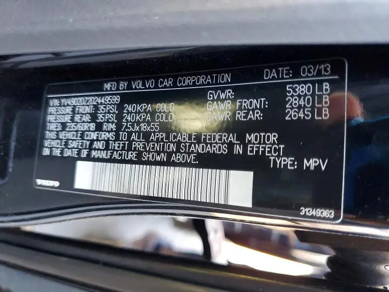 2013 VOLVO XC60 T6  