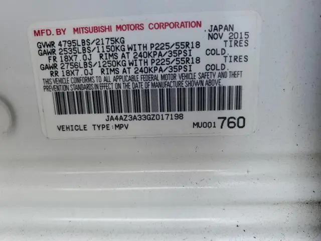 2016 MITSUBISHI OUTLANDER SE  